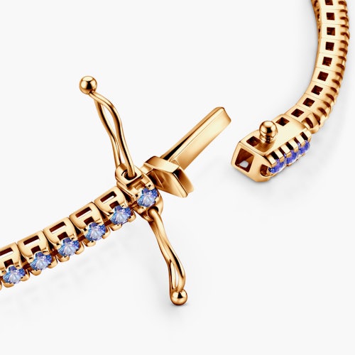 Bransoletka tenisowa Luminy 3,0mm: złota, tanzanity